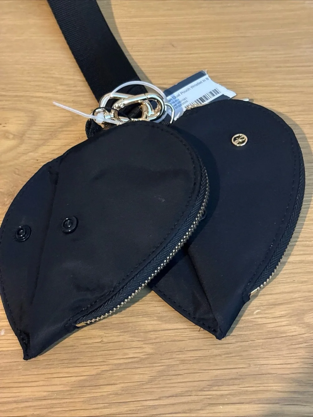 Interval Heart Dual Pouch Wristlet Black NEW